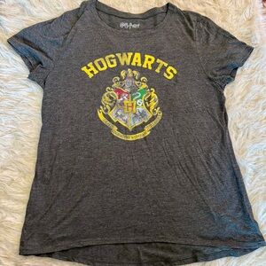 Harry Potter Shirt Womens XXL Gray Hogwarts Spell Out Movie Graphic Tee